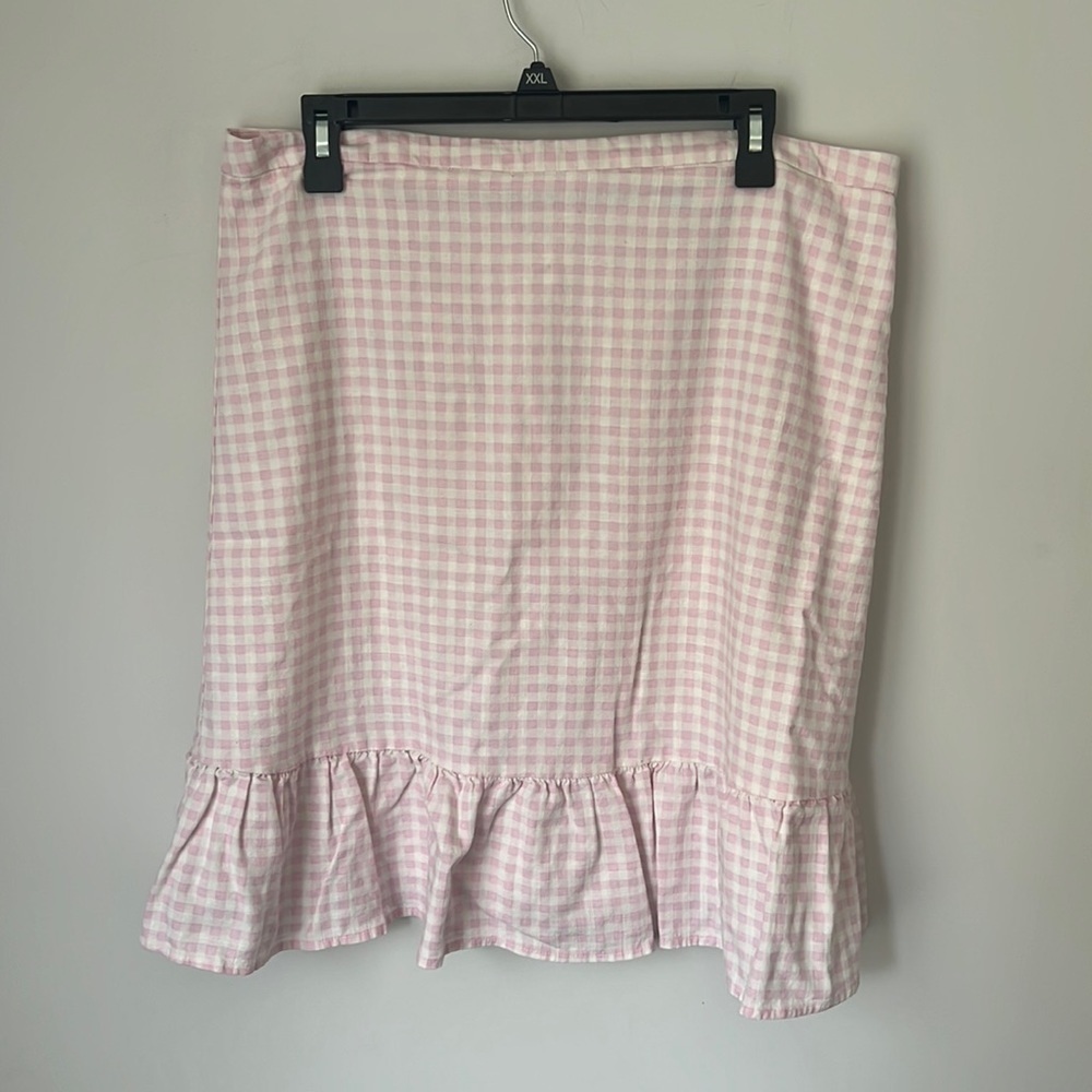 Draper James RSVP Pink and White Ruffle Bottom Skirt, sz 16 ♠️